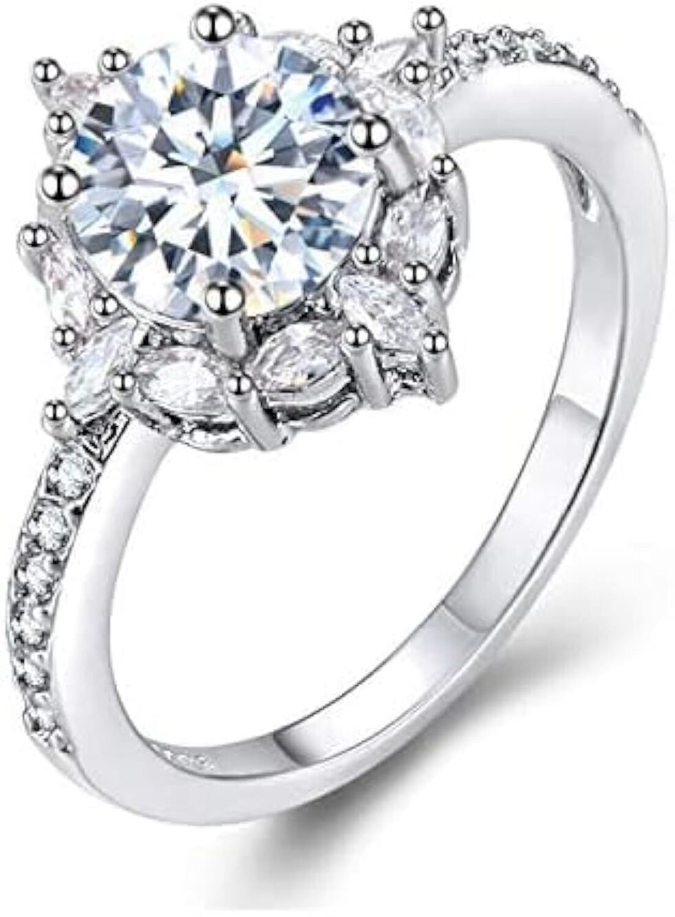 6707 925 Silver 3ct CZ Engagement Rings Cubic Zirconia Promise Halo